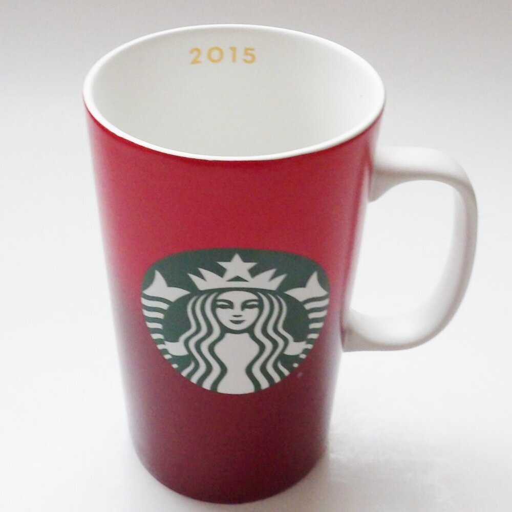 Starbucks 2015 Tall Red Holiday Coffee Latte Mug Cup 16 fl. Oz. - Picture 2 of 10